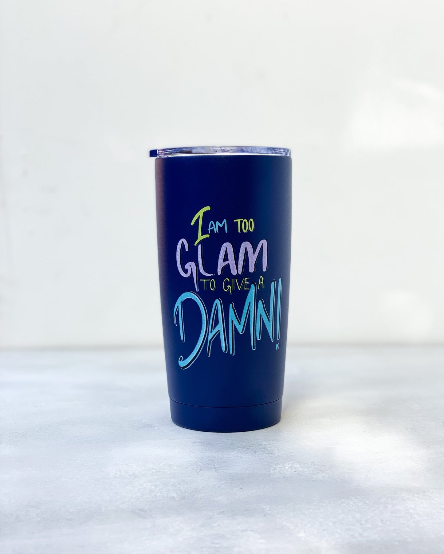 I AM TOO GLAM - Navy Infinity Tumbler - Diagonal Horizon