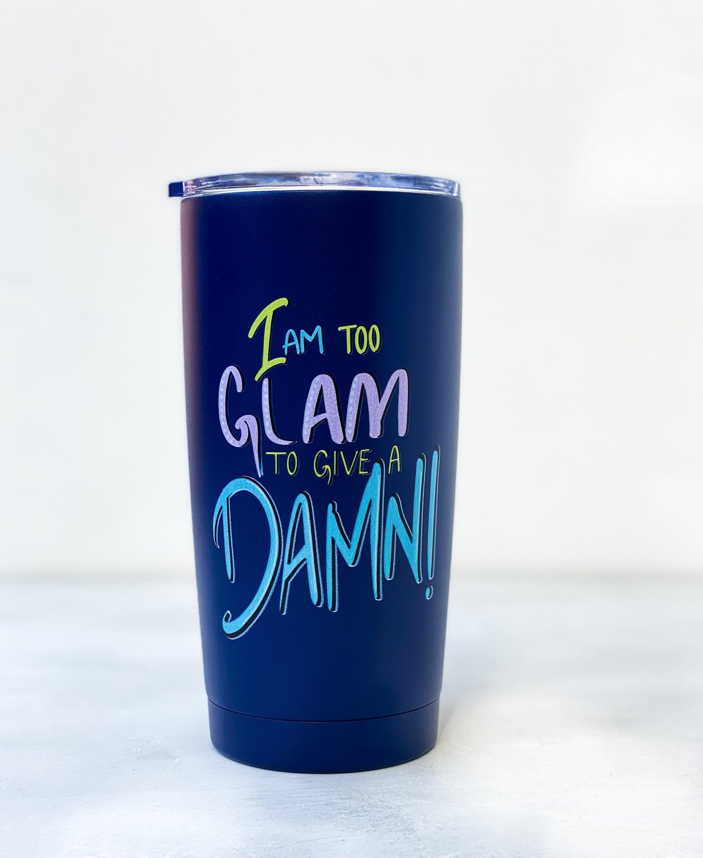 I AM TOO GLAM - Navy Infinity Tumbler - Diagonal Horizon