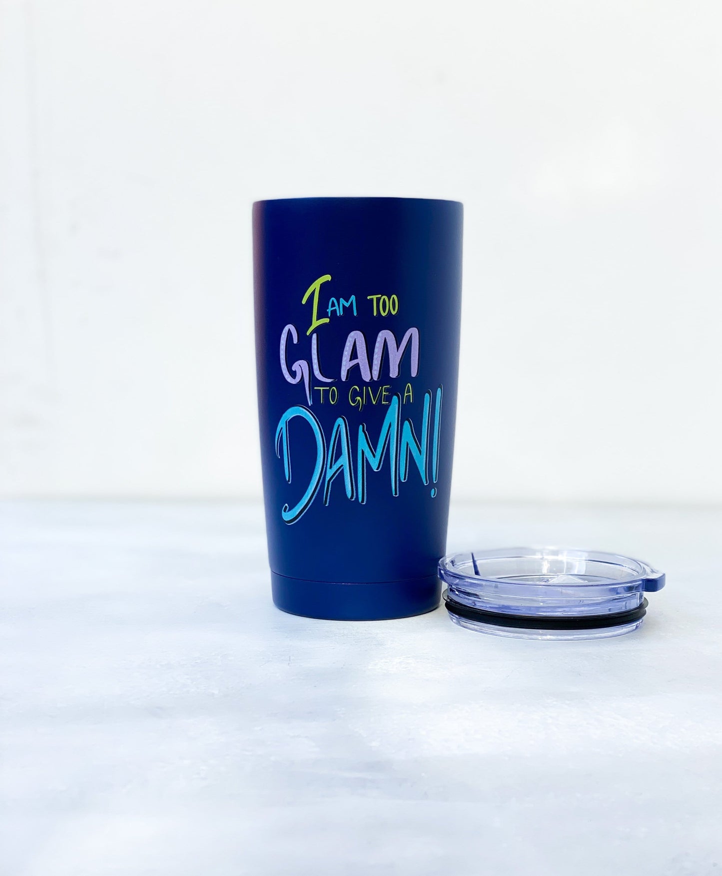 I AM TOO GLAM - Navy Infinity Tumbler - Diagonal Horizon
