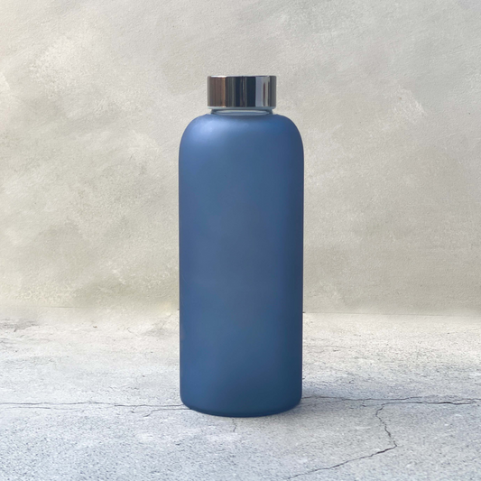Frosted Blue glass water bottle 750ml