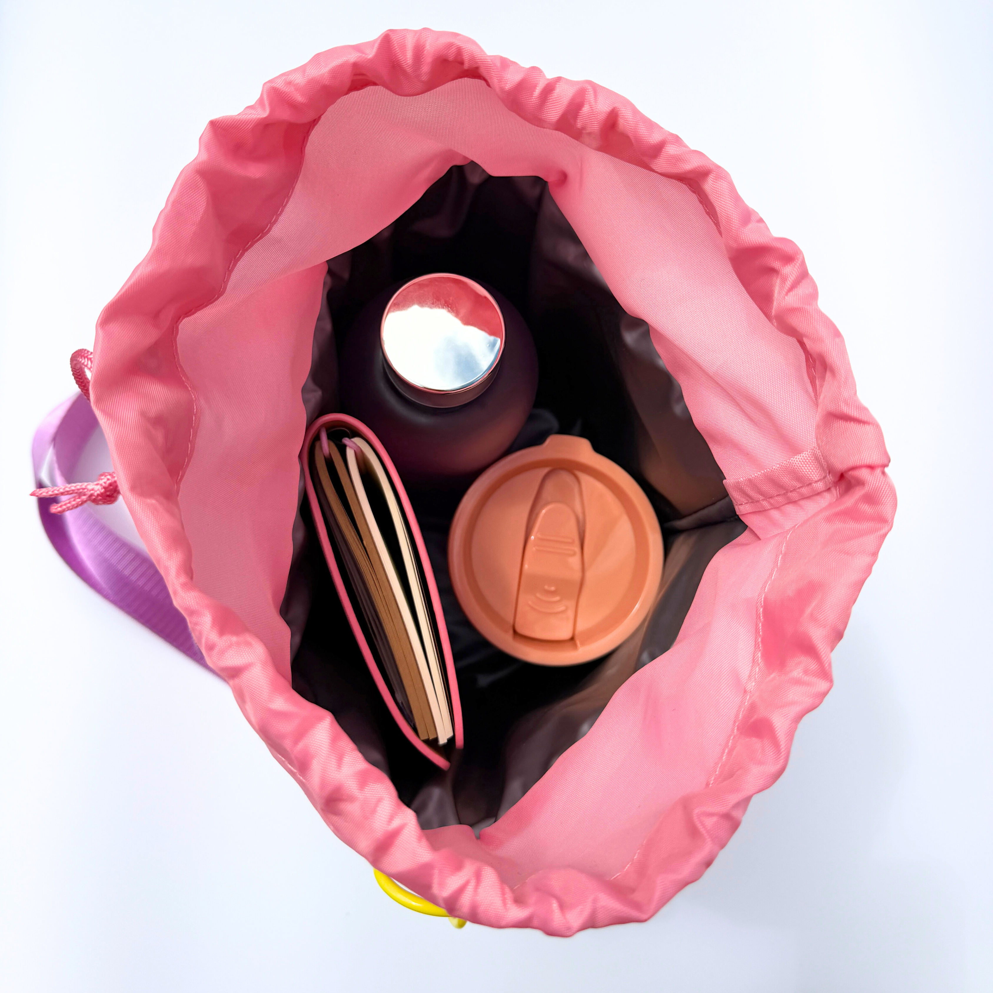 Eco-friendly pink carry-all bag with spacious interior - perfect for work, gym or travel.