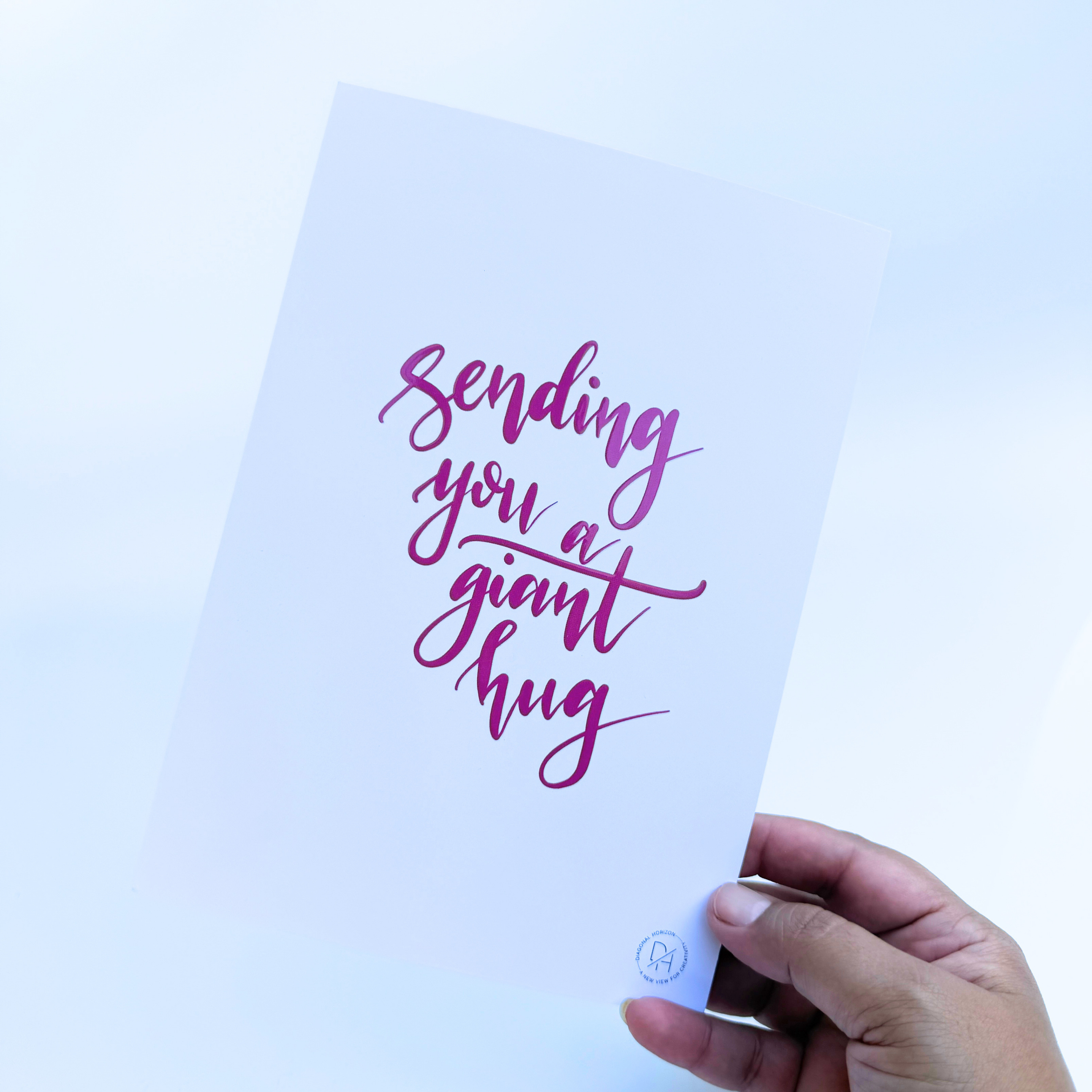 Diagonal Horizon Sending You A Giant Hug — Spot UV Greeting Card | Handwritten Calligraphy | Friendship Card - [collection_title]