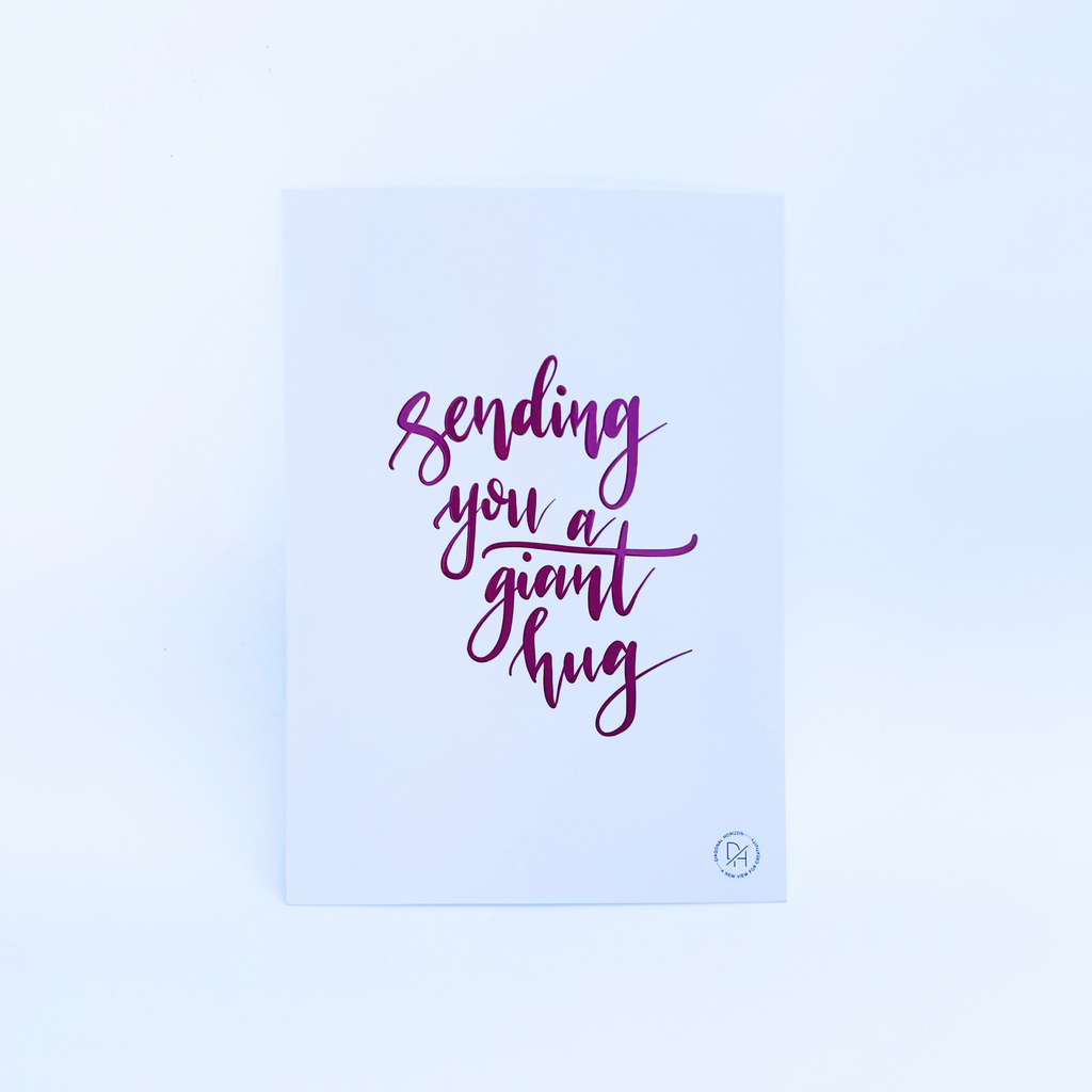Diagonal Horizon Sending You A Giant Hug — Spot UV Greeting Card | Handwritten Calligraphy | Friendship Card - [collection_title]