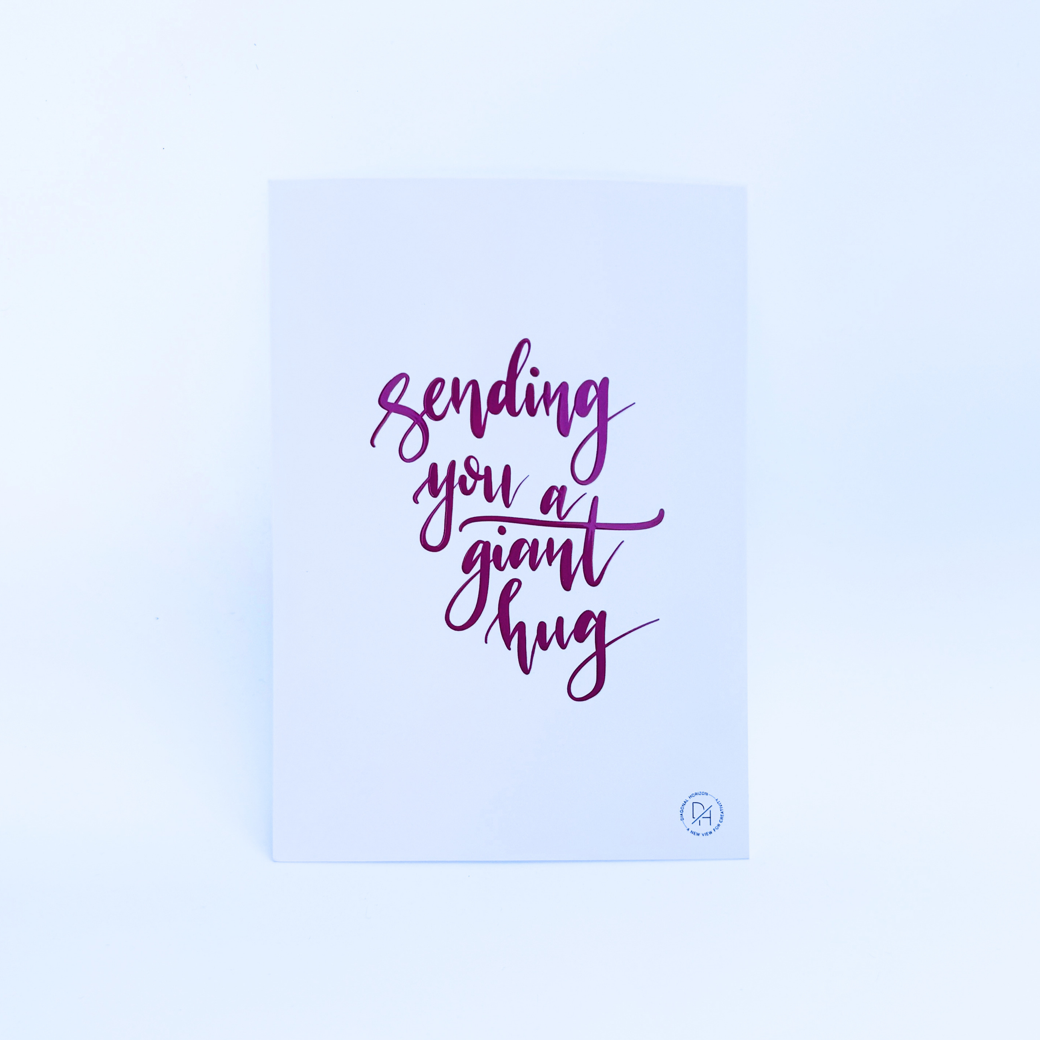 Diagonal Horizon Sending You A Giant Hug — Spot UV Greeting Card | Handwritten Calligraphy | Friendship Card - [collection_title]