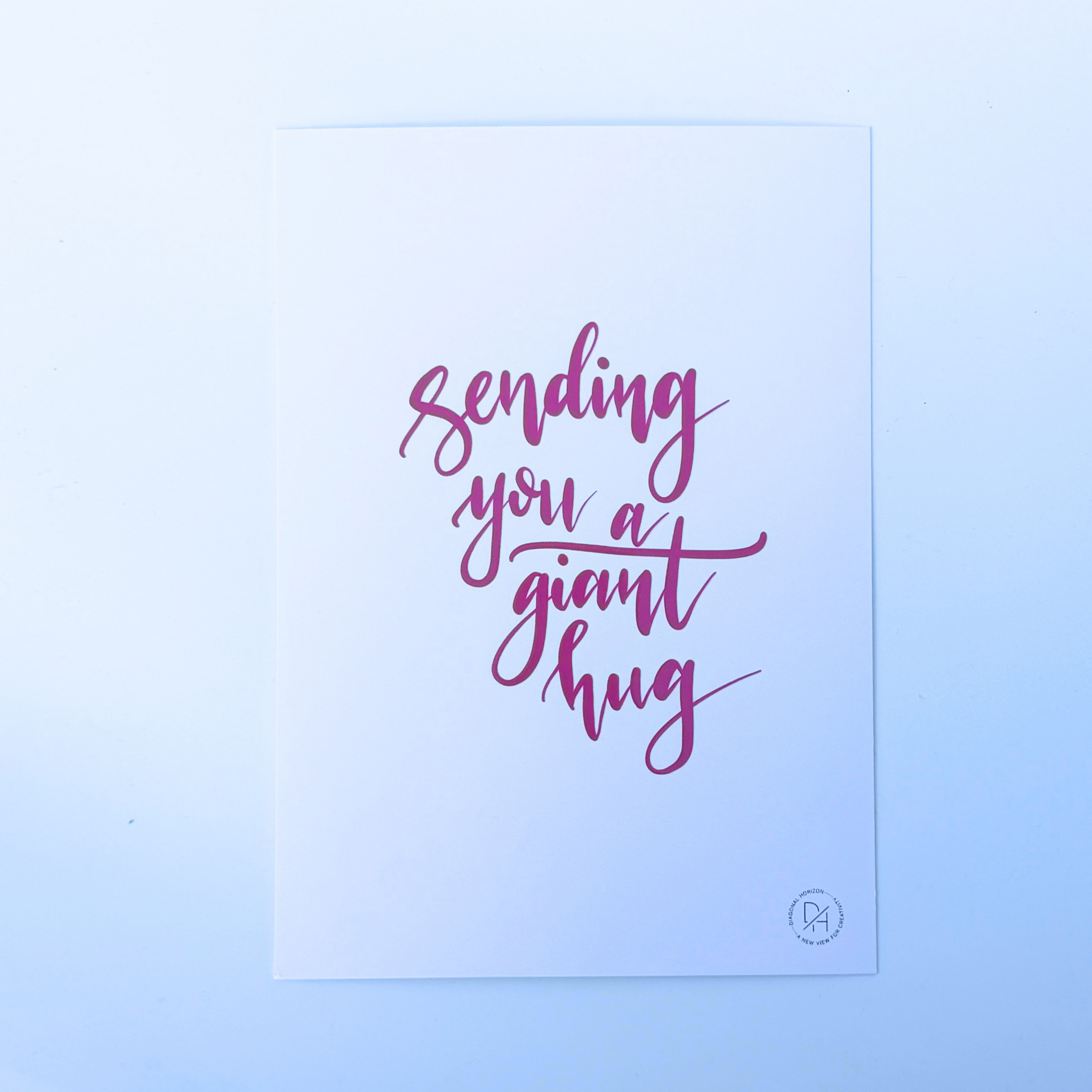 Diagonal Horizon Sending You A Giant Hug — Spot UV Greeting Card | Handwritten Calligraphy | Friendship Card - [collection_title]