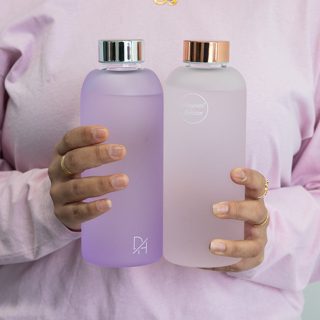 Diagonal Horizon Frosty Glass Water Bottle - [collection_title]
