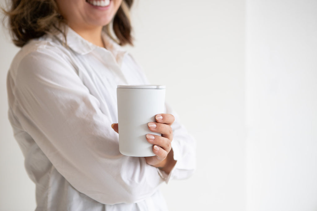 white 12oz stainless steel insulated tumbler