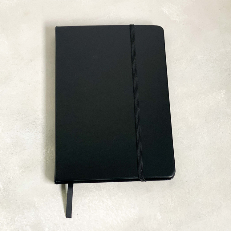 Black Notebook with Black edges and Gunmetal slick pen