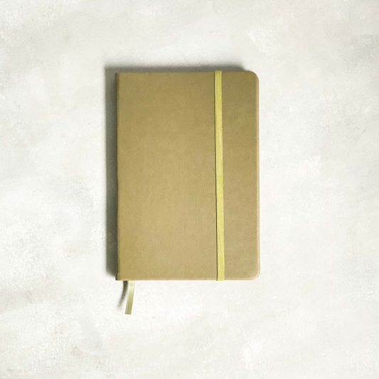 Khaki Notebook with Black Edges and Gunmetal Slick pen