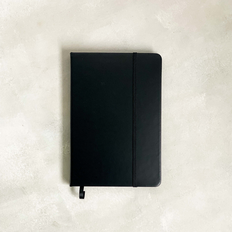 Black Notebook with Black edges and Gunmetal slick pen