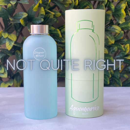 Diagonal Horizon Aquamarine (NOT QUITE RIGHT) Glass Water Bottle - [collection_type]
