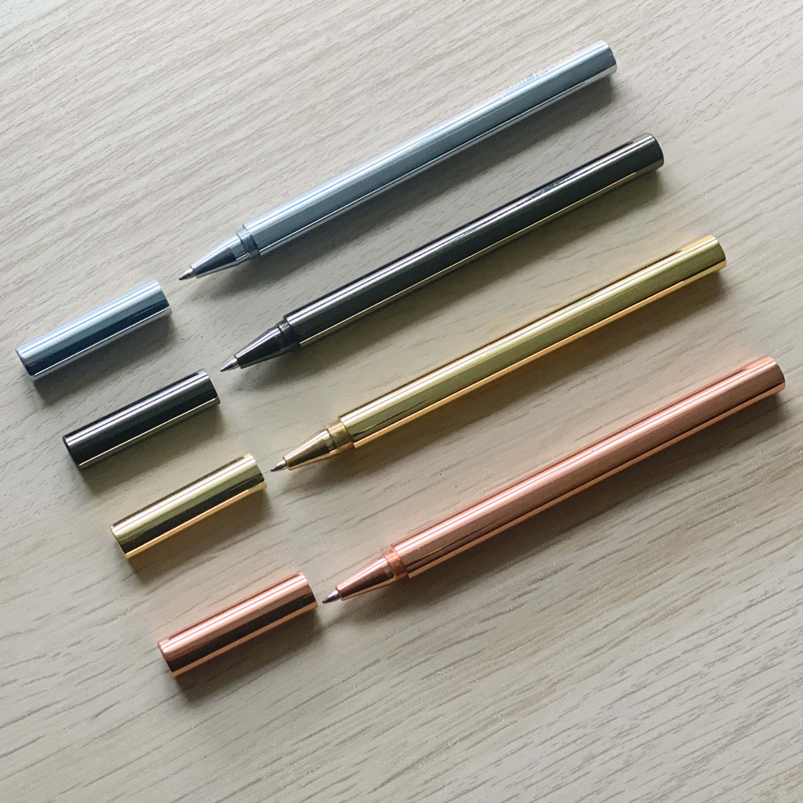 Gunmetal Slick - Roller black ink pen - Diagonal Horizon