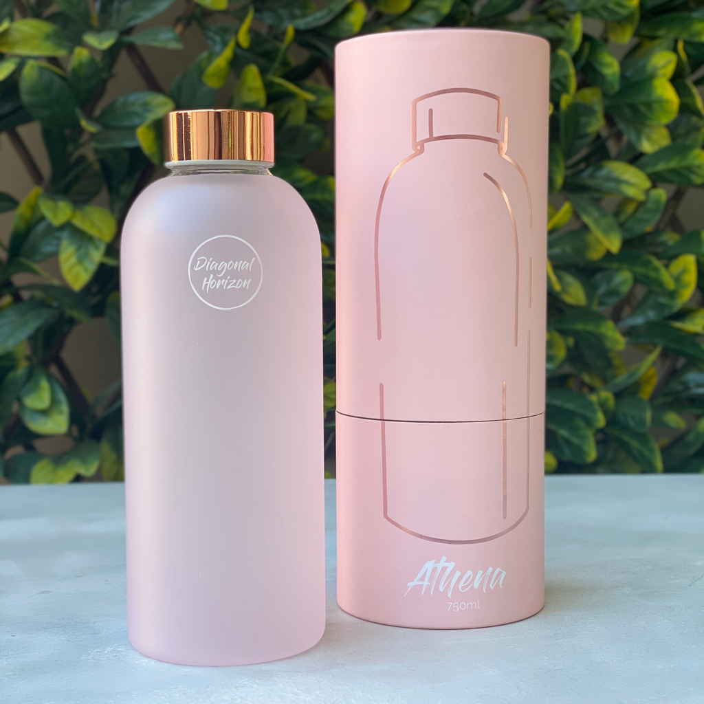 Diagonal Horizon Athena (NOT QUITE RIGHT) Glass Water Bottle - [collection_type]