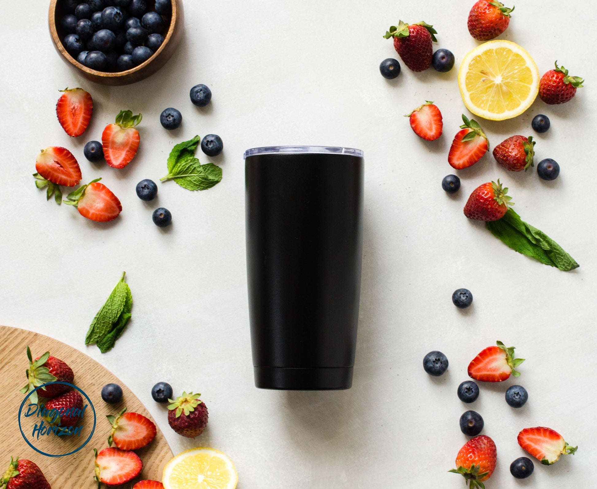 Diagonal Horizon Personalised Infinity Tumbler 20oz with slider lid | Black - [collection_type]