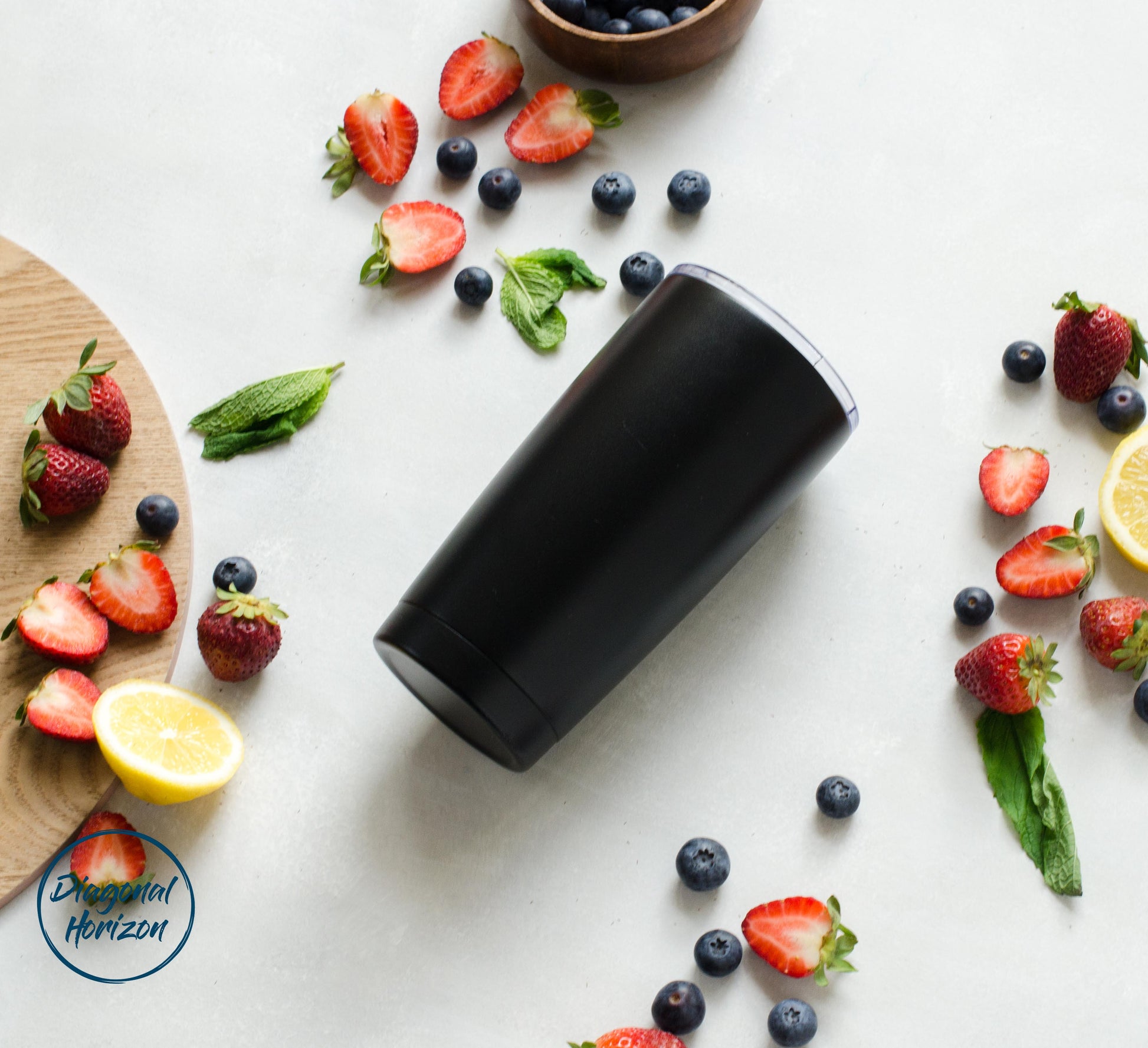 Diagonal Horizon Personalised Infinity Tumbler 20oz with slider lid | Black - [collection_type]