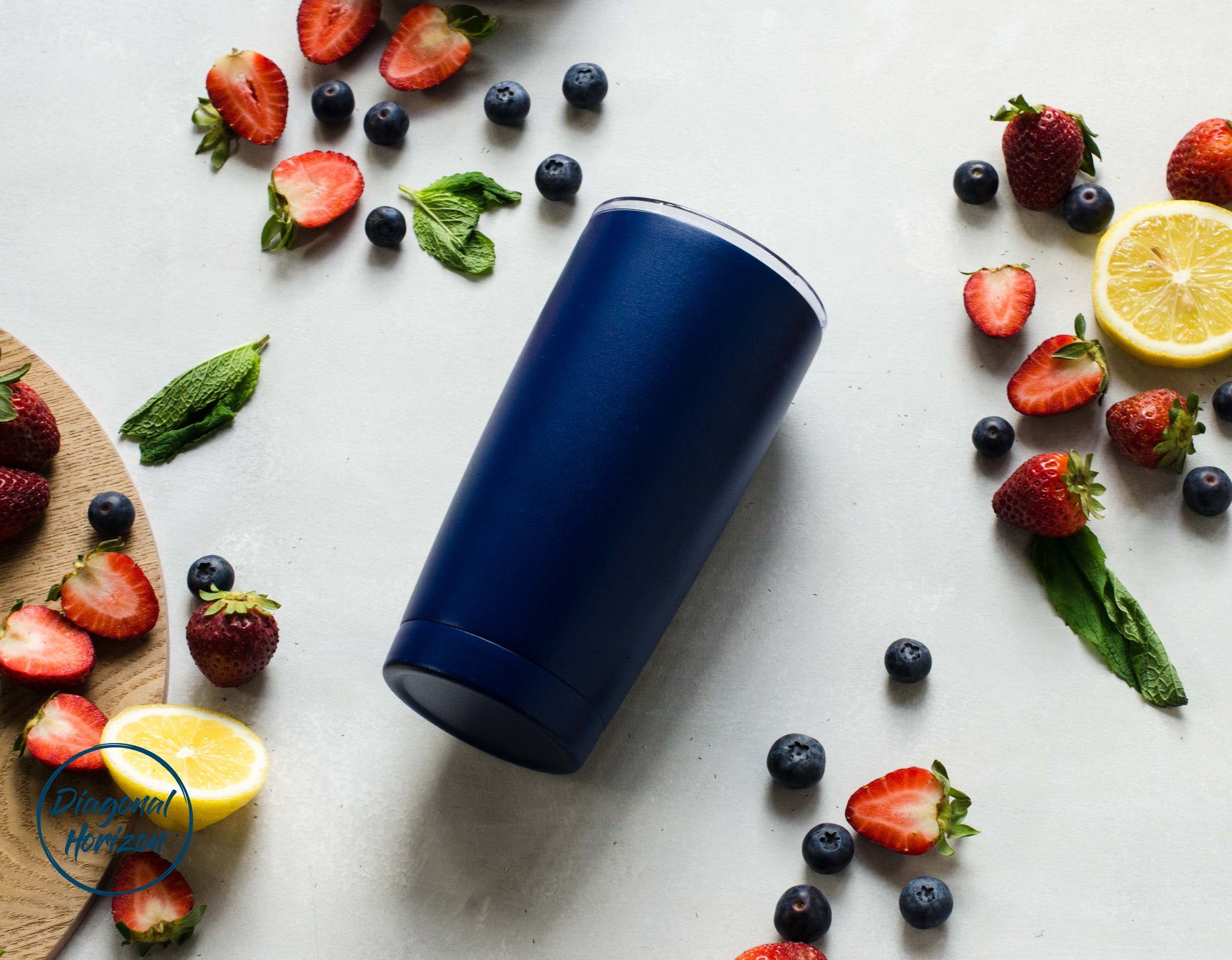 Diagonal Horizon Personalised Infinity Tumbler 20oz with slider lid | Navy - [collection_type]