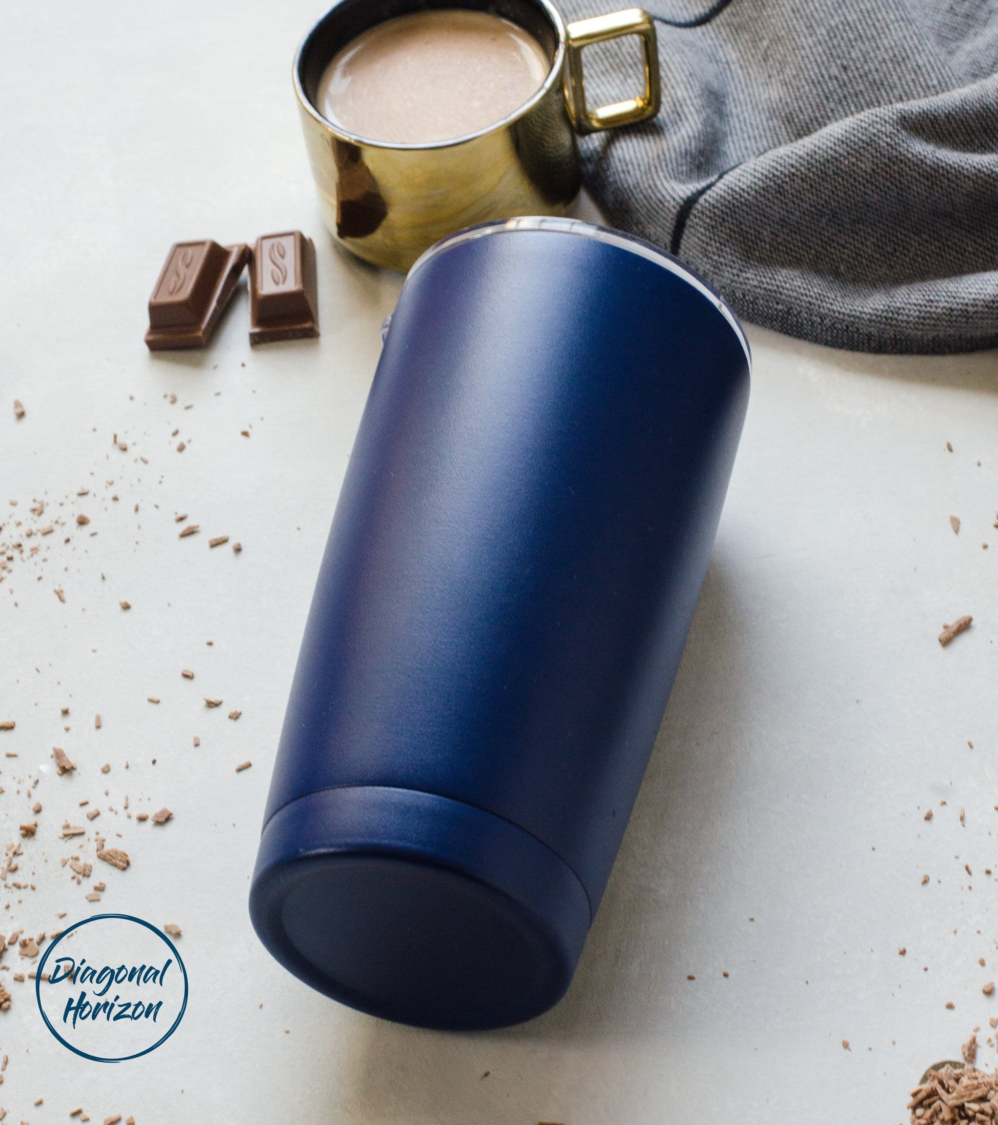 Diagonal Horizon Personalised Infinity Tumbler 20oz with slider lid | Navy - [collection_type]