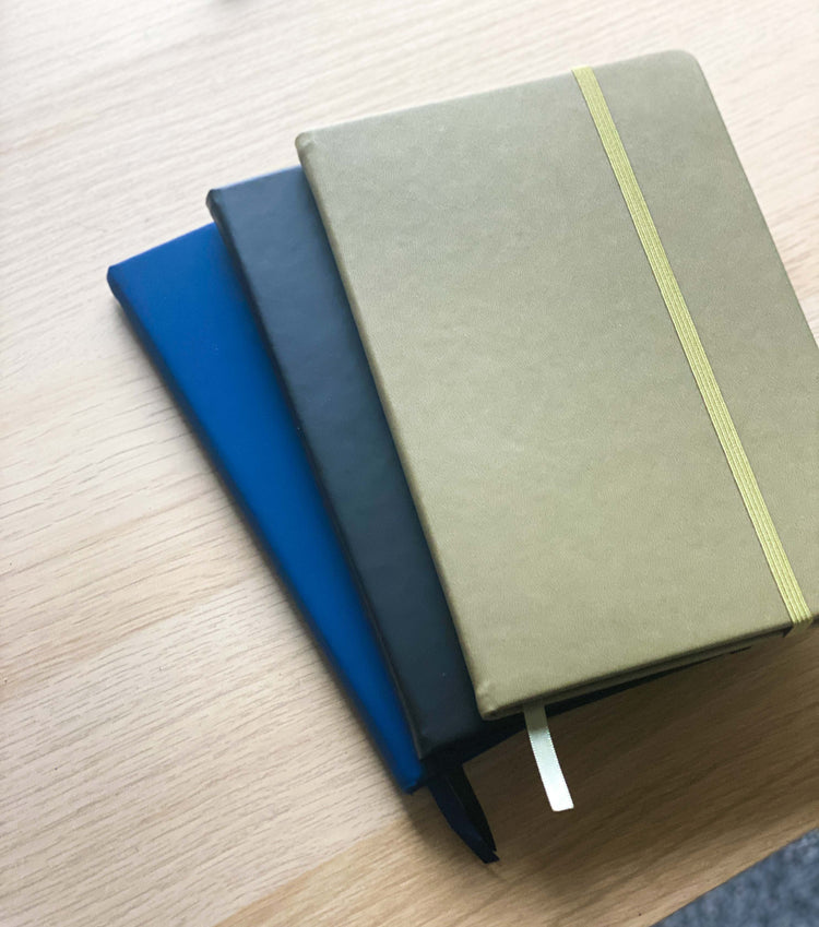 Khaki Notebook with Black Edges and Gunmetal Slick pen