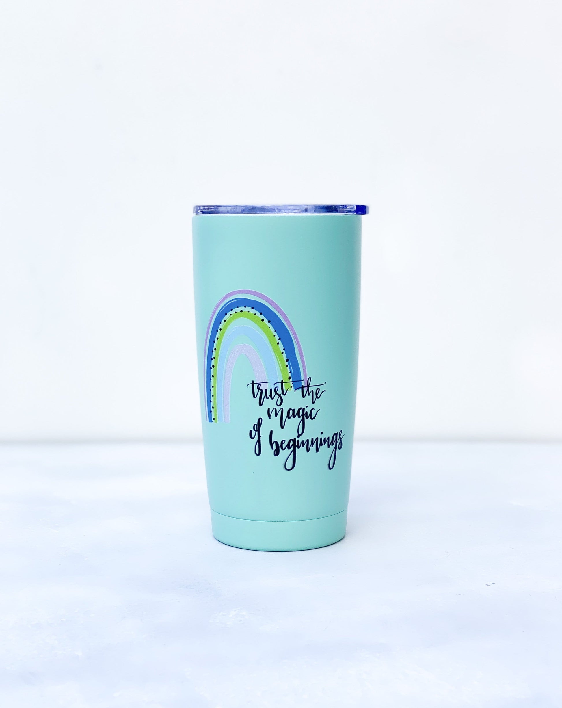 Diagonal Horizon Rainbow Motivational Quote Infinity Tumbler - Mint - [collection_type]