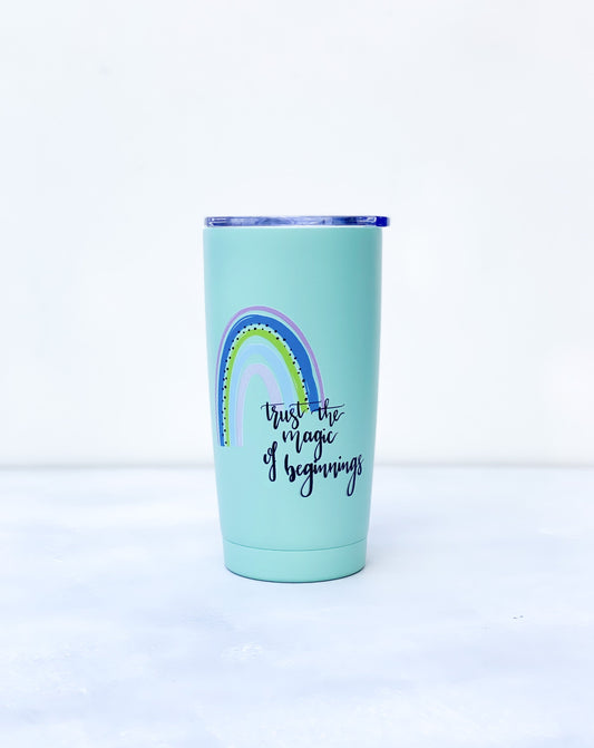 Diagonal Horizon Rainbow Motivational Quote Infinity Tumbler - Mint - [collection_type]
