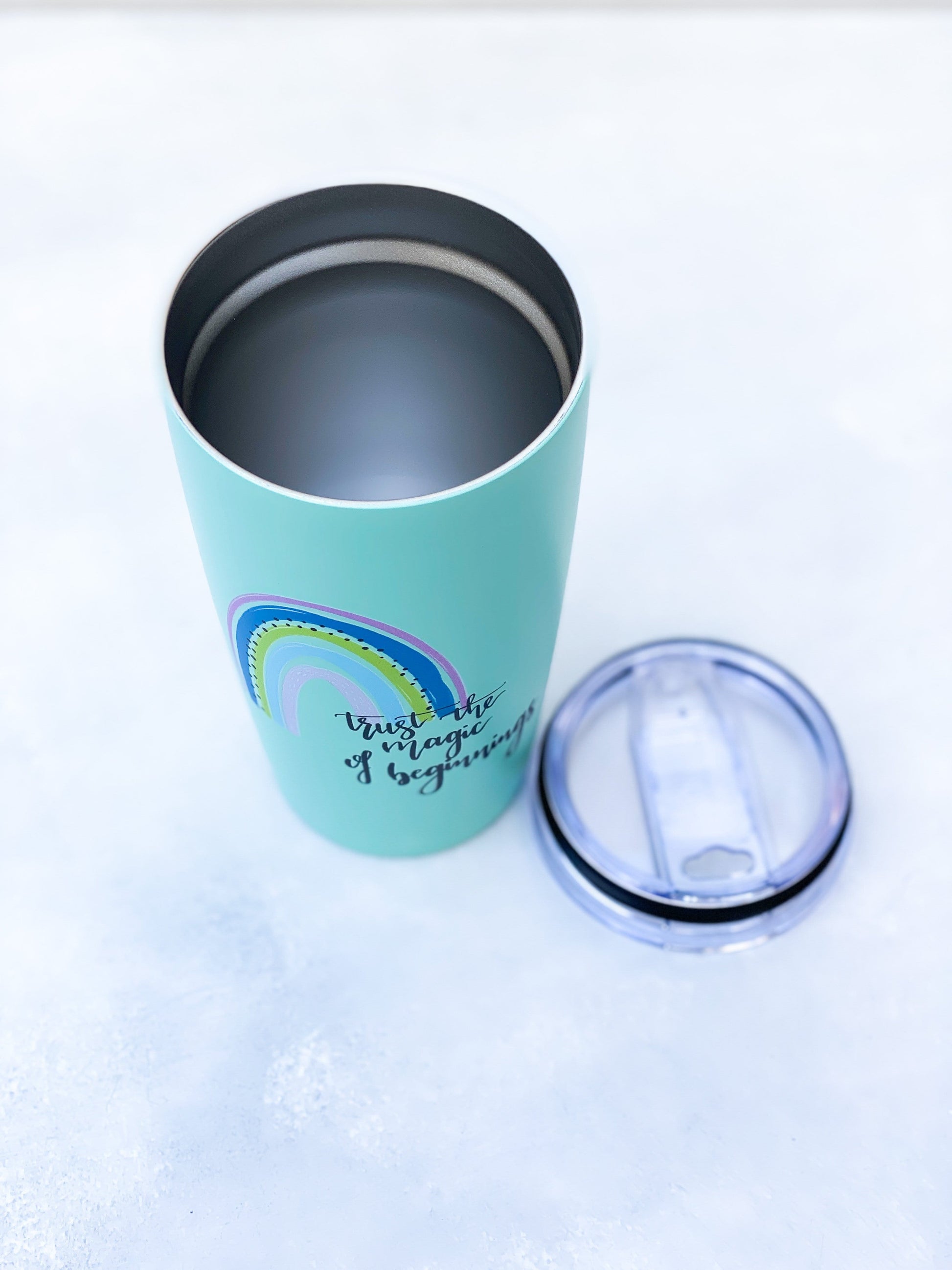 Diagonal Horizon Rainbow Motivational Quote Infinity Tumbler - Mint - [collection_type]