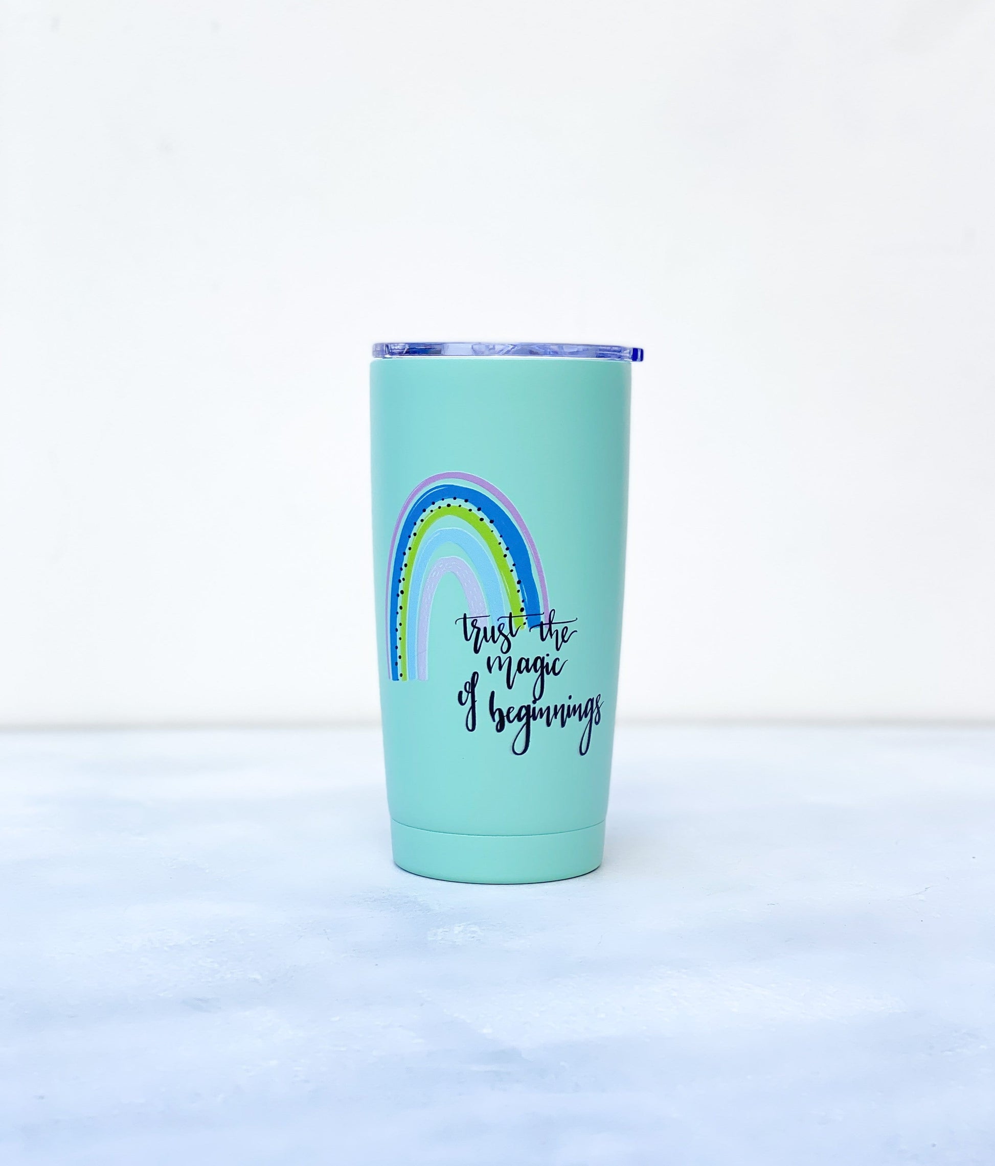 Diagonal Horizon Rainbow Motivational Quote Infinity Tumbler - Mint - [collection_type]
