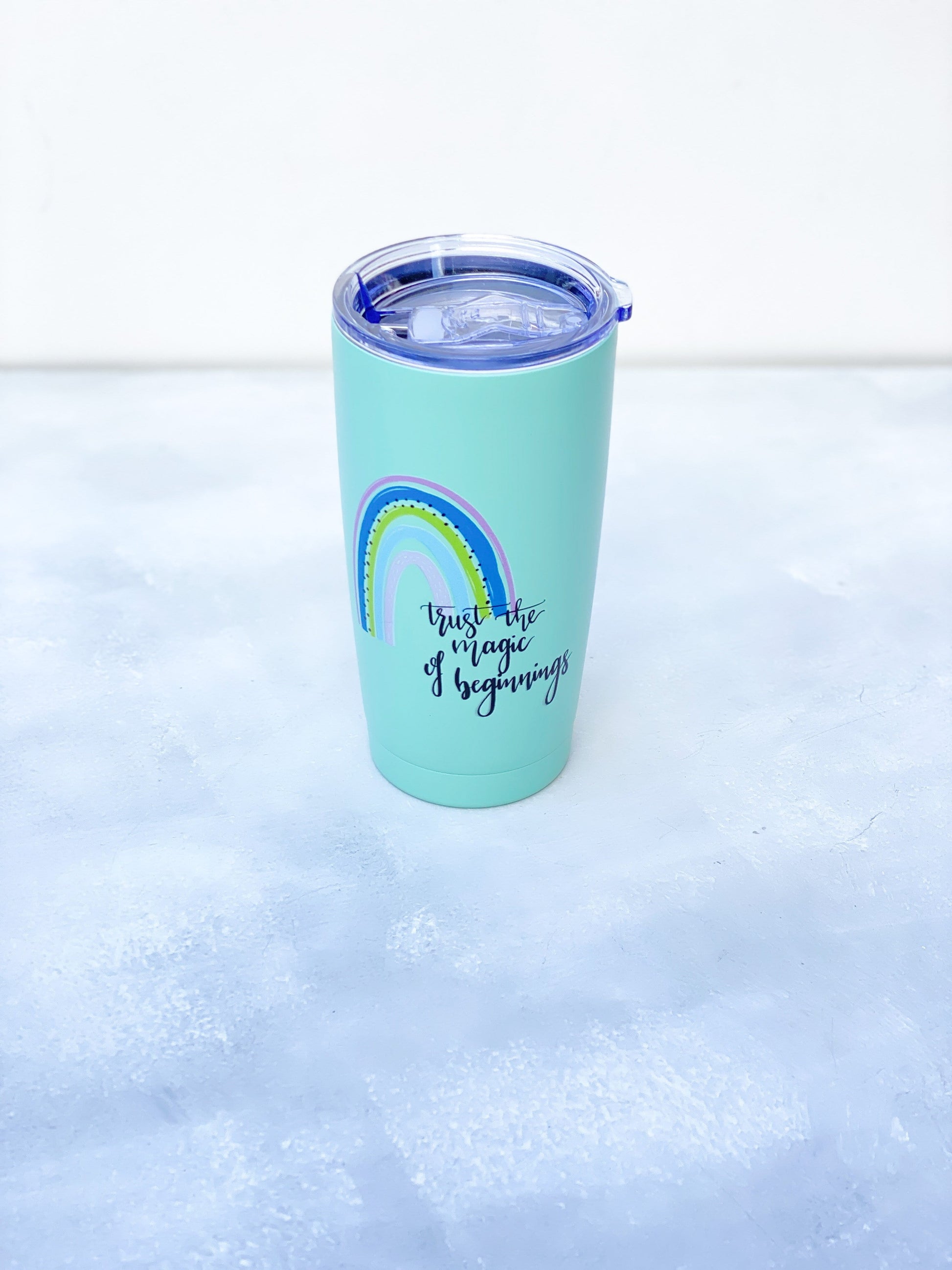 Diagonal Horizon Rainbow Motivational Quote Infinity Tumbler - Mint - [collection_type]