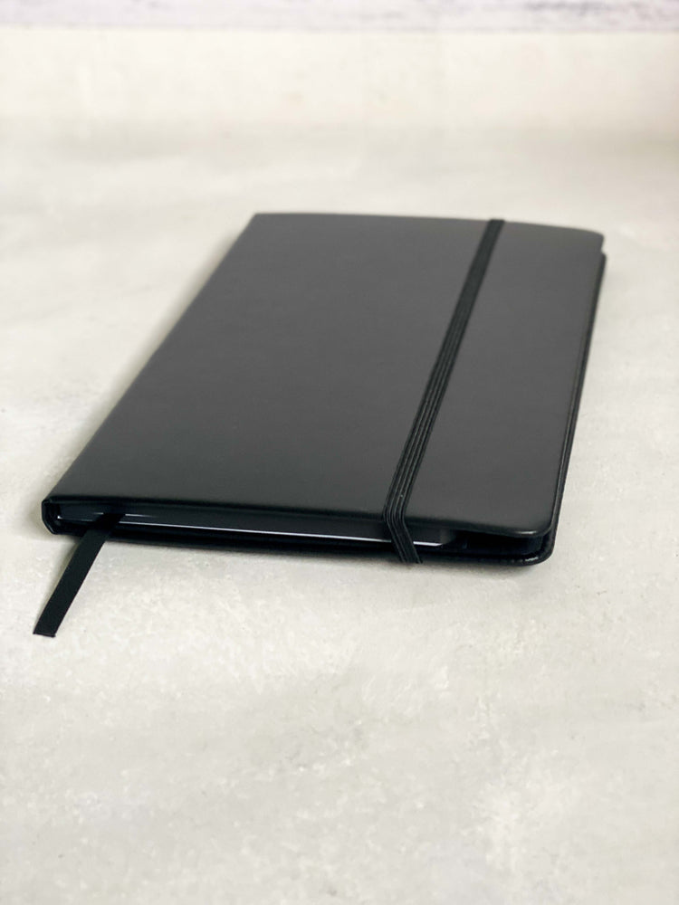 Black Notebook with Black edges and Gunmetal slick pen