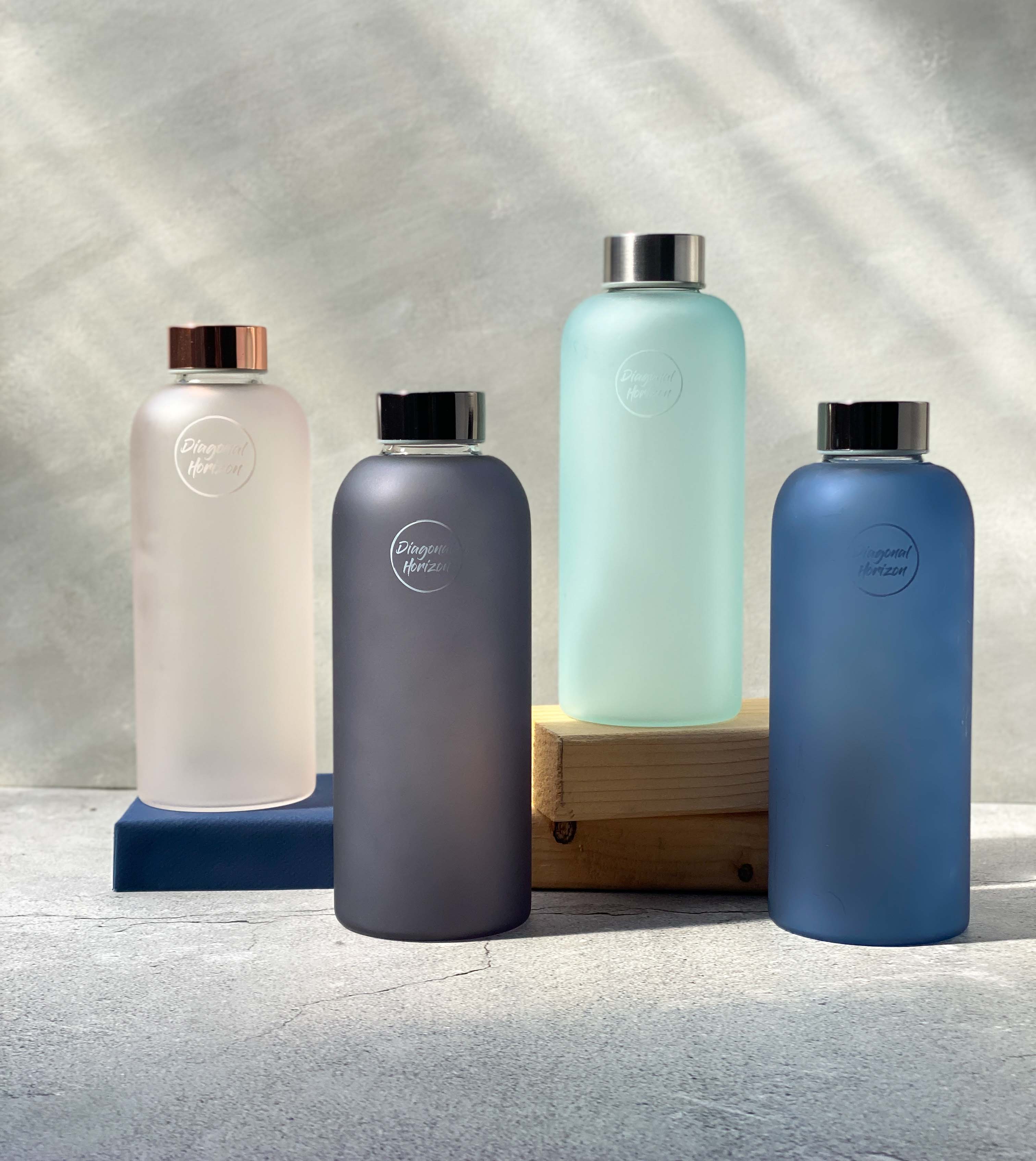 Diagonal Horizon Storm (NOT QUITE RIGHT) Glass Water Bottle - [collection_type]